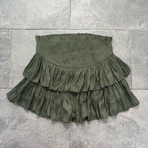 Vestique Green Tiered Mini Skirt